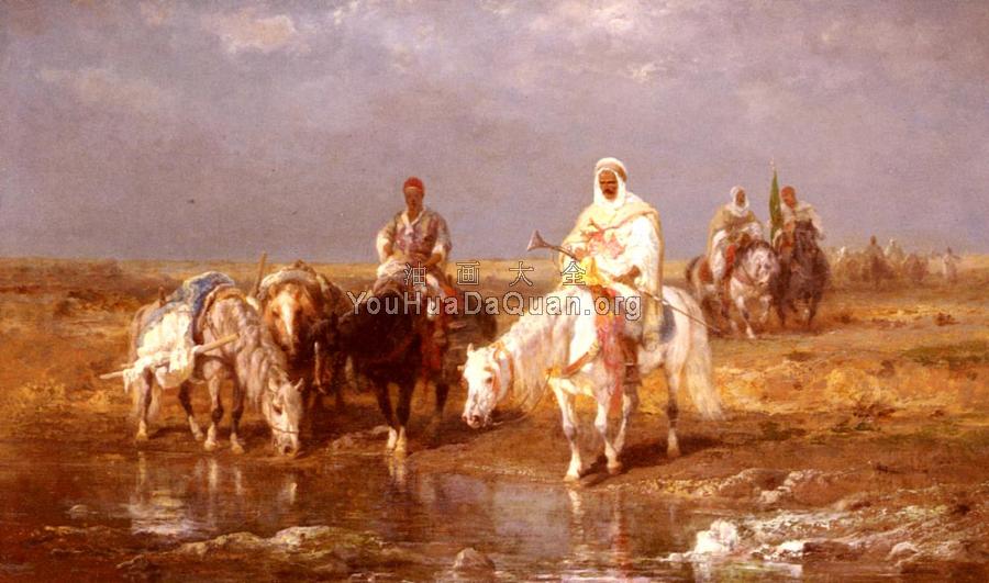 Arabs Watering Their horses - 阿道夫·施赖尔